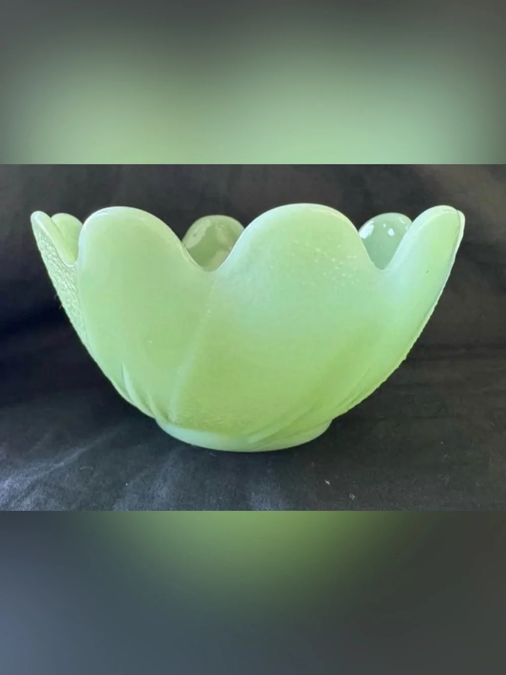 Vtg Fire King Jadeite Lotus plate and bowl snack set 1950’s